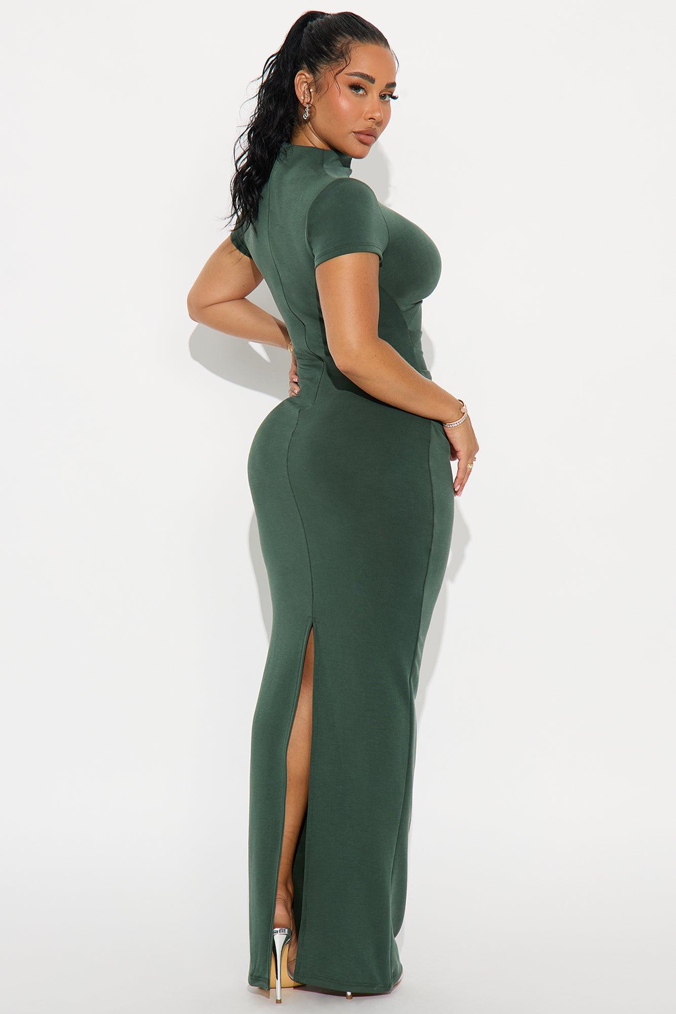 Belle Mock Neck Maxi Dress - Hunter Female Product Image