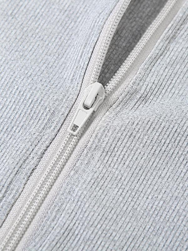 Solid Hooded Zip Up Long Sleeve Maxi Dress Product Image