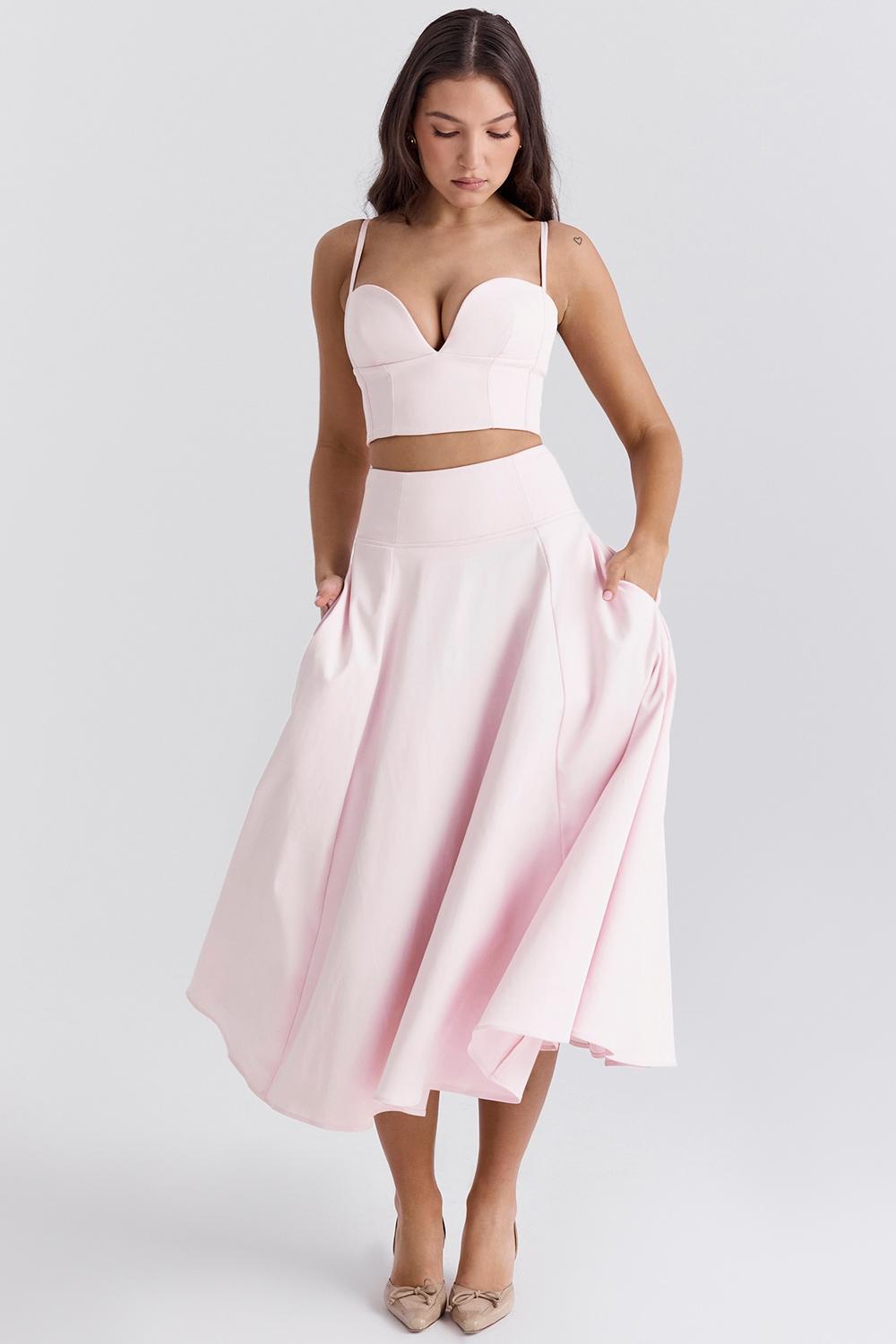 Rita  ballerina pink a-line midi skirt Product Image