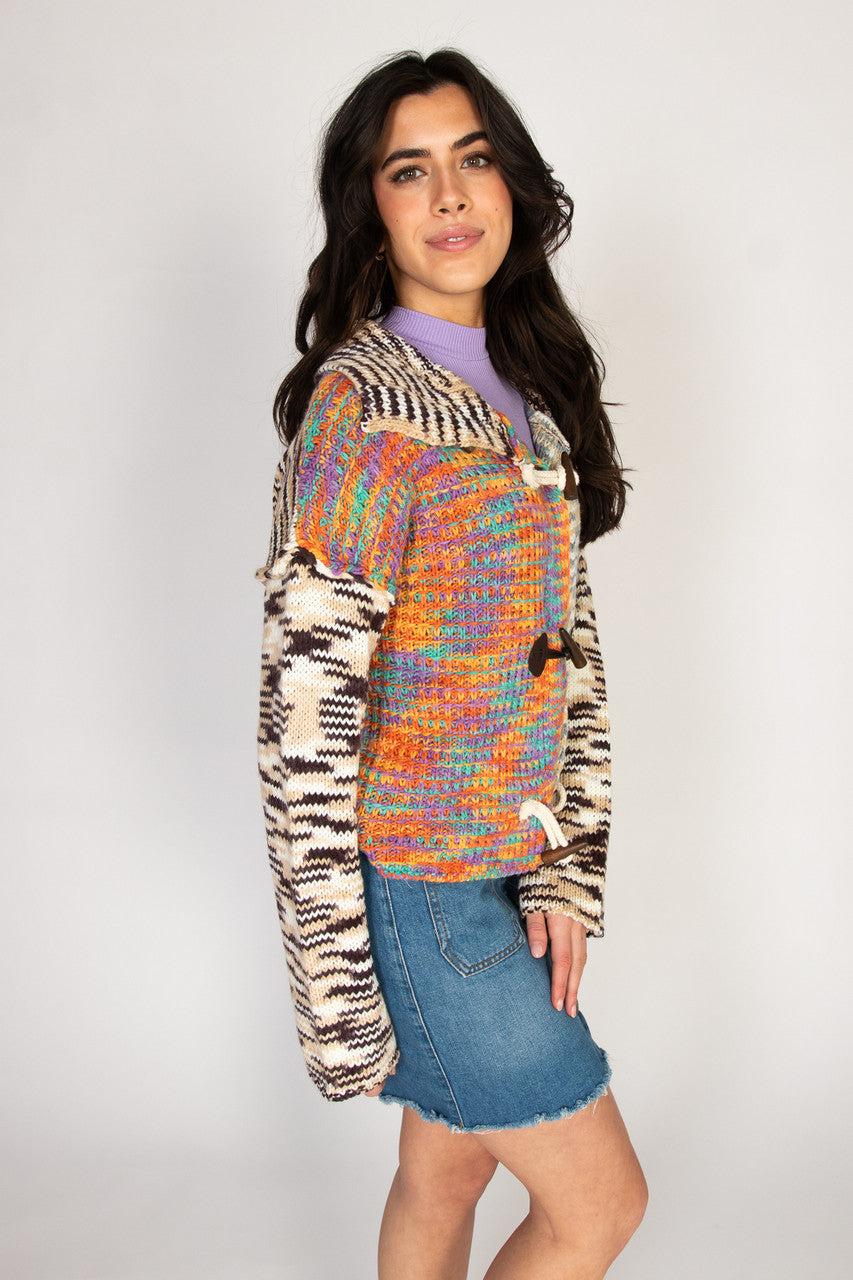 Multi Knit Space Dye Toggle Cardigan Product Image