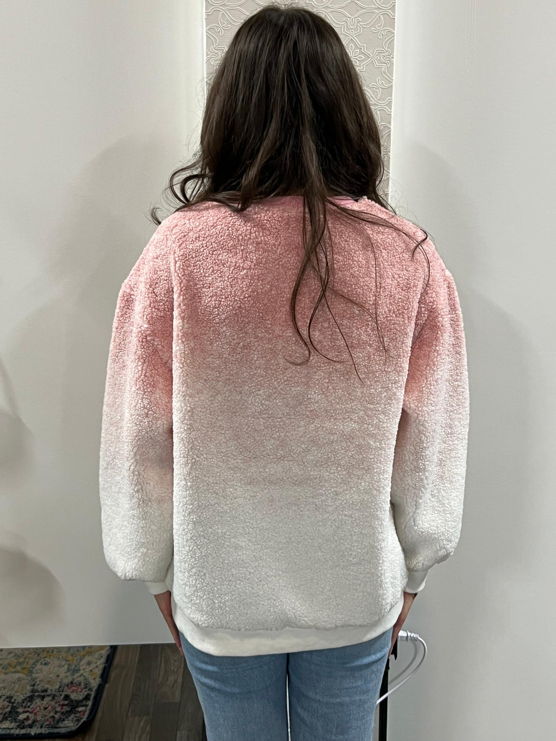 Pink Fleece Warm Cozy Ombre Oversized Knit sweater Product Image