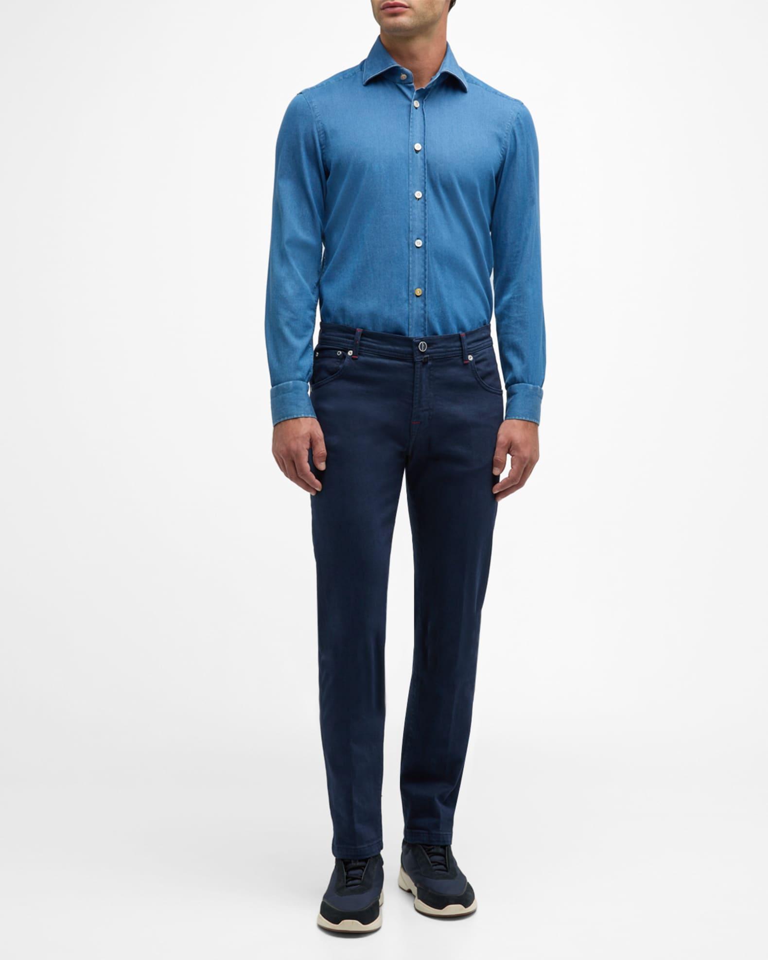 Men's Stretch Chambray Casual Button-Down Shirt Product Image