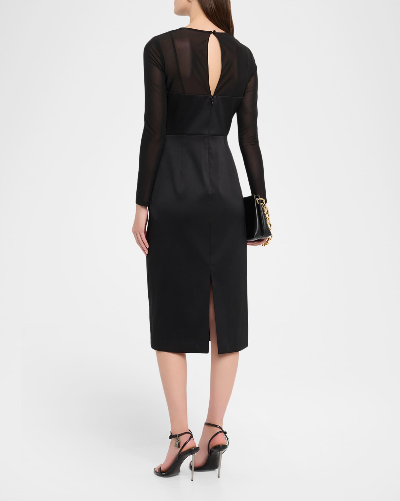 Draped Stretch Mikado Sheath Midi Dress Product Image