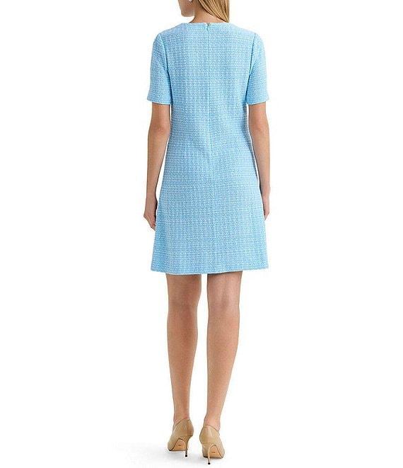 Ming Wang x Family Savvy Tweed Texture Round Neck Short Sleeve A-Line Dress Product Image