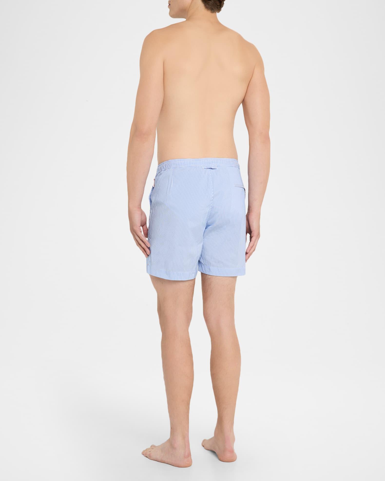 Men's Bulldog Mid-Length Seersucker Stripe Swim Shorts Product Image