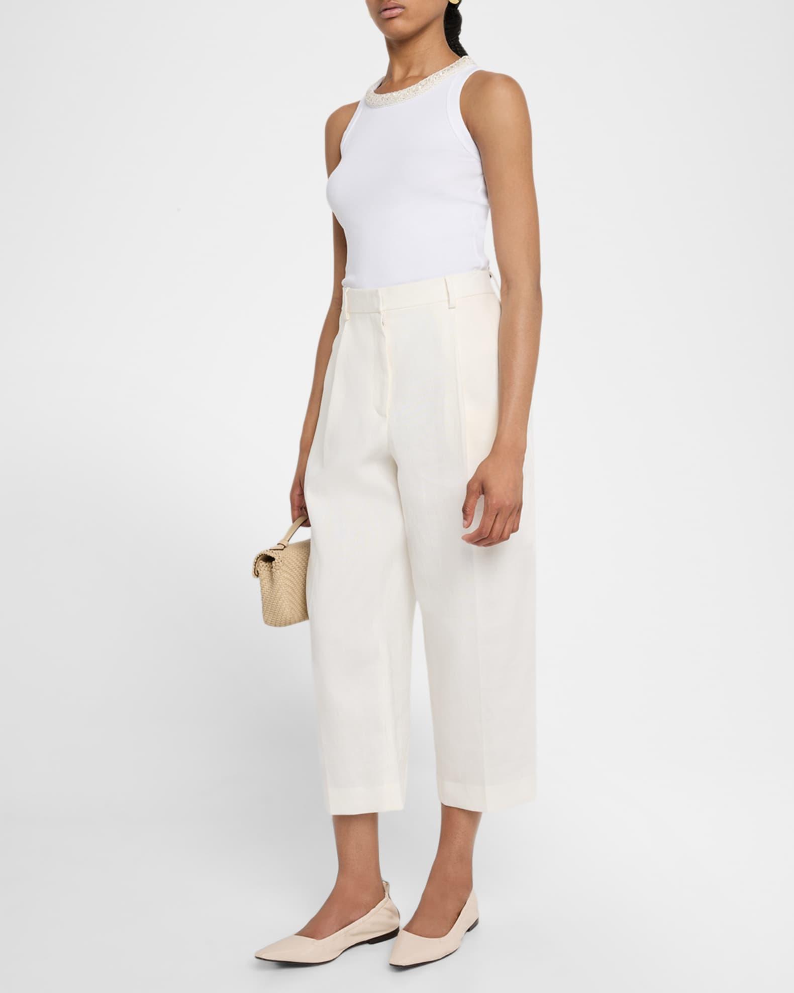 Crewneck Sequin-Trim Rib Knit Jersey Tank Product Image