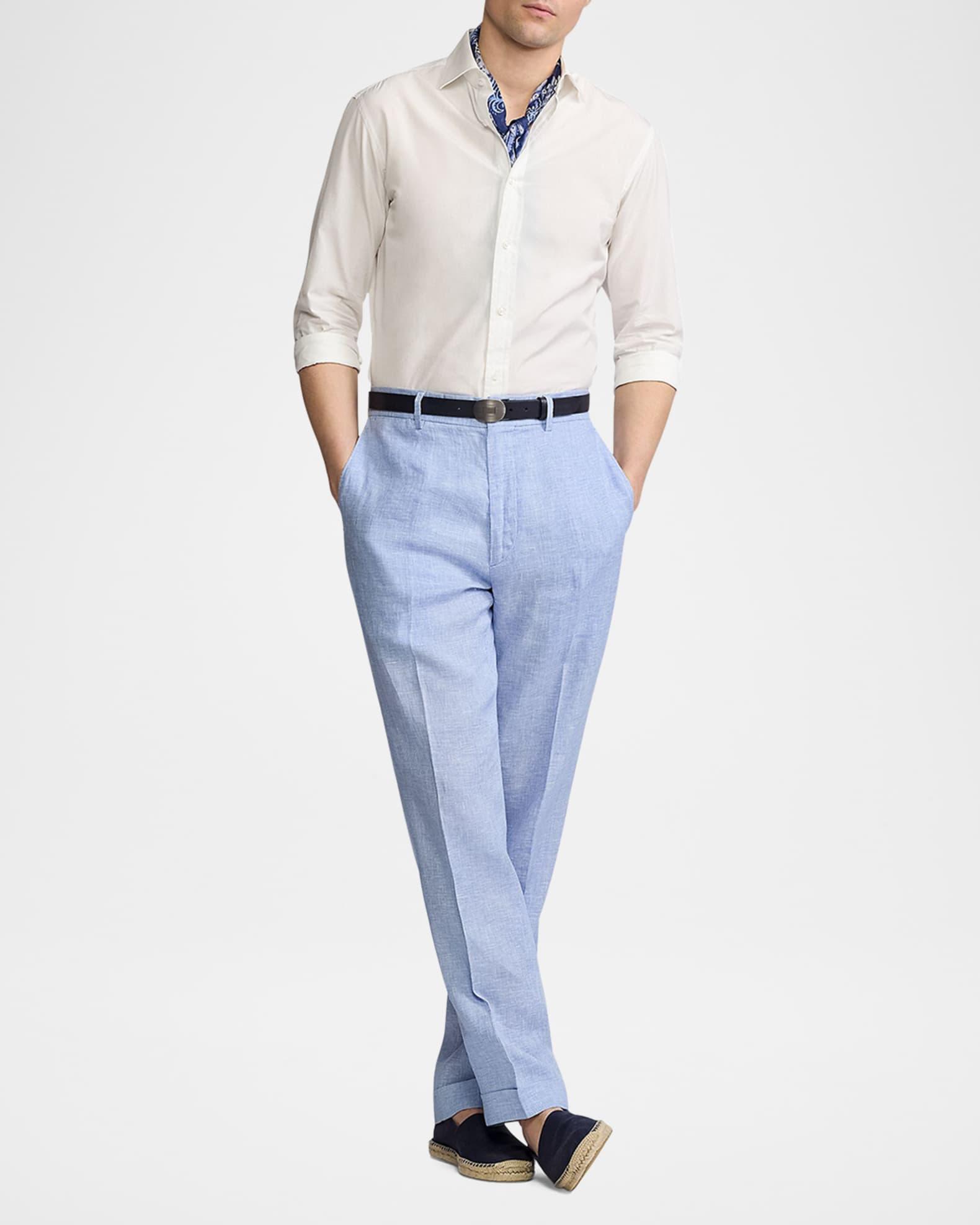 Men's Hand-Tailored Houndstooth Linen Trousers Product Image