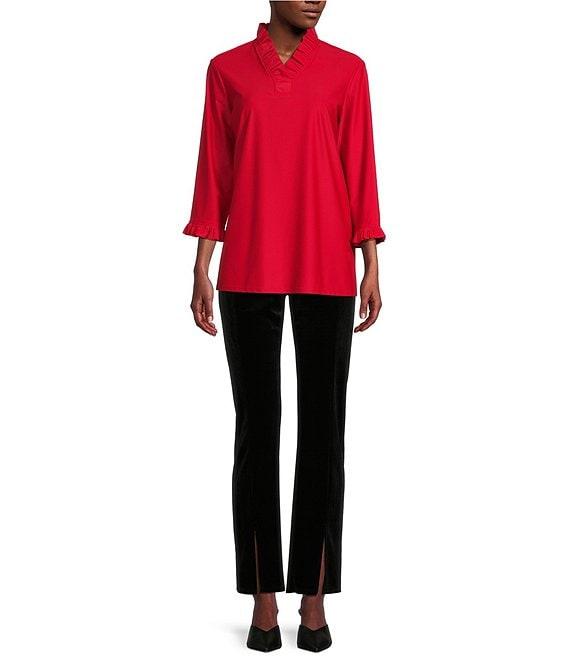 Jude Connally Martina Stretch Velvet Wide Leg Split Front Hem Pull-On Pants Product Image