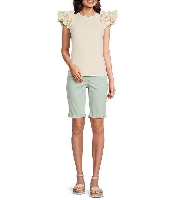 NYDJ Petite Size Briella Rolled-Cuff Denim Shorts Product Image