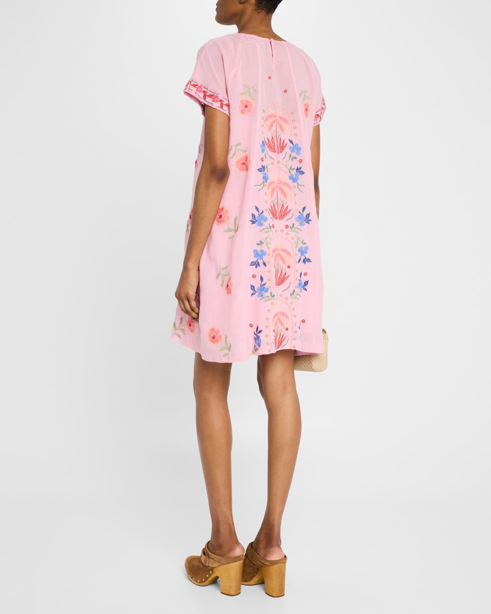 Floral-Embroidered Mini Shift Dress Product Image