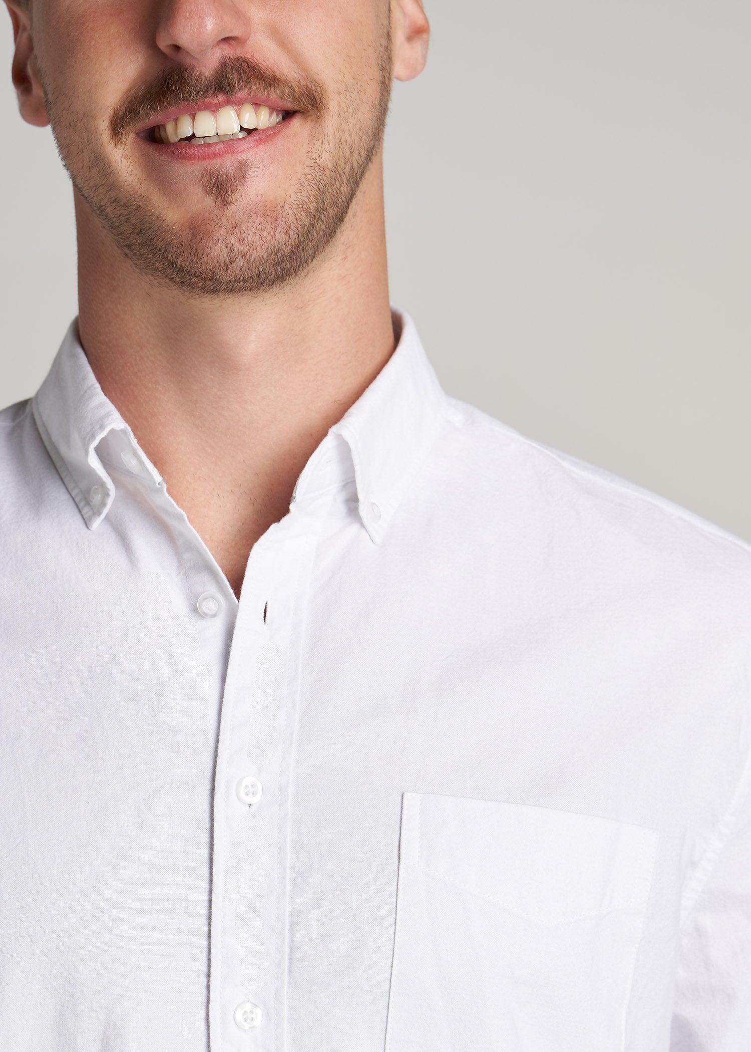 Washed Oxford Shirt for Tall Men in White Male Product Image