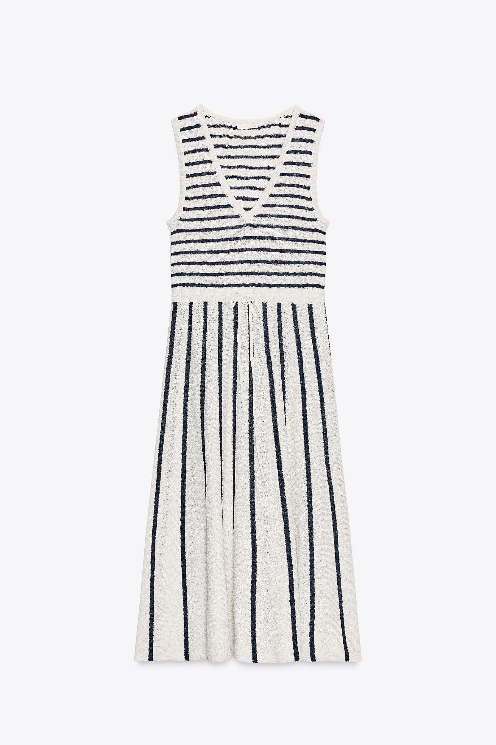 STRIPED CUT-OUT KNIT DRESS Product Image