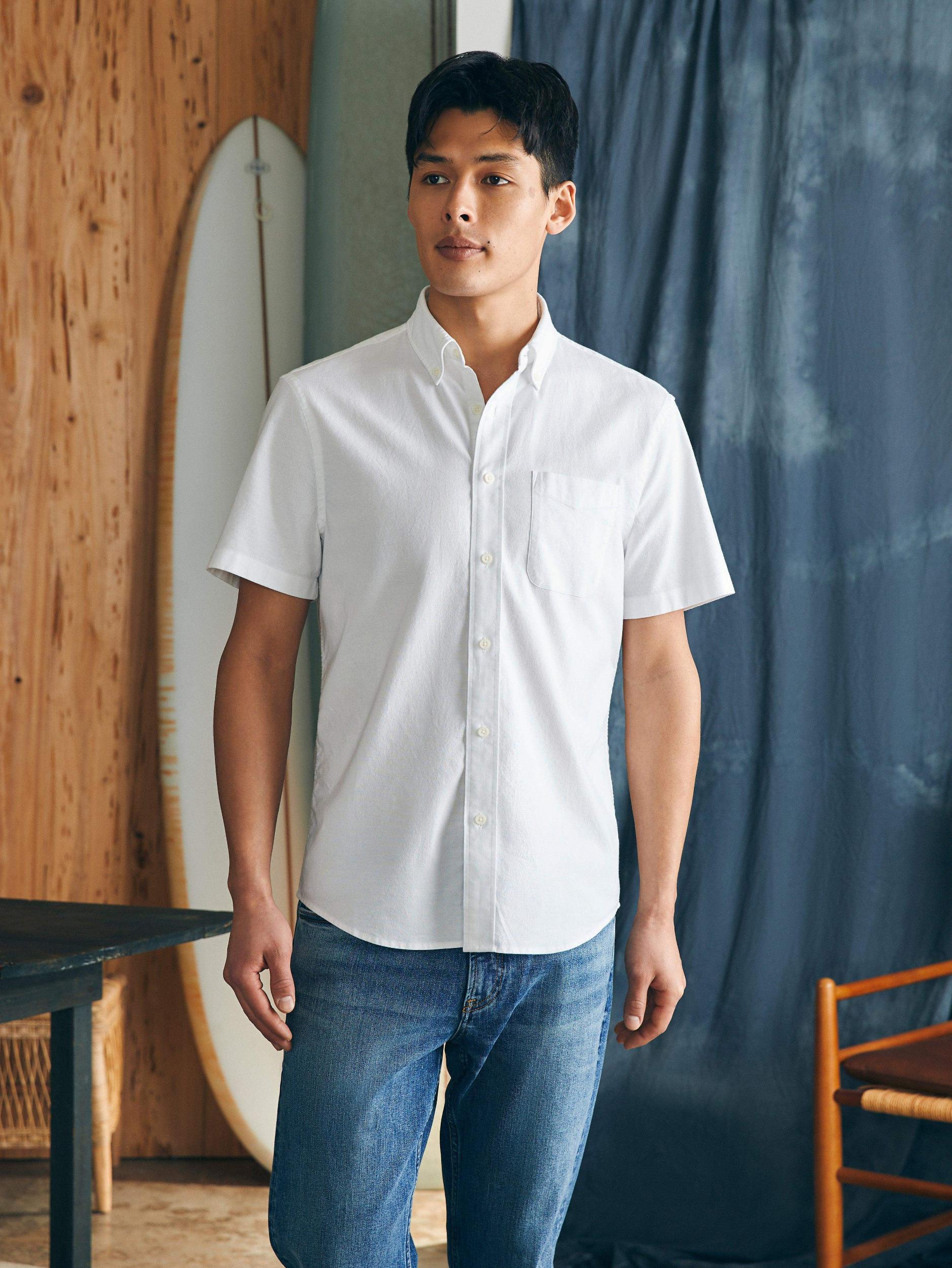 Short-Sleeve Supima Oxford Shirt - Pure White Male Product Image