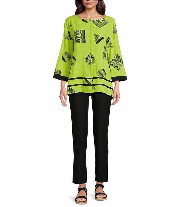 Ali Miles Round Neck 3/4 Sleeve Print Popover Tunic Product Image