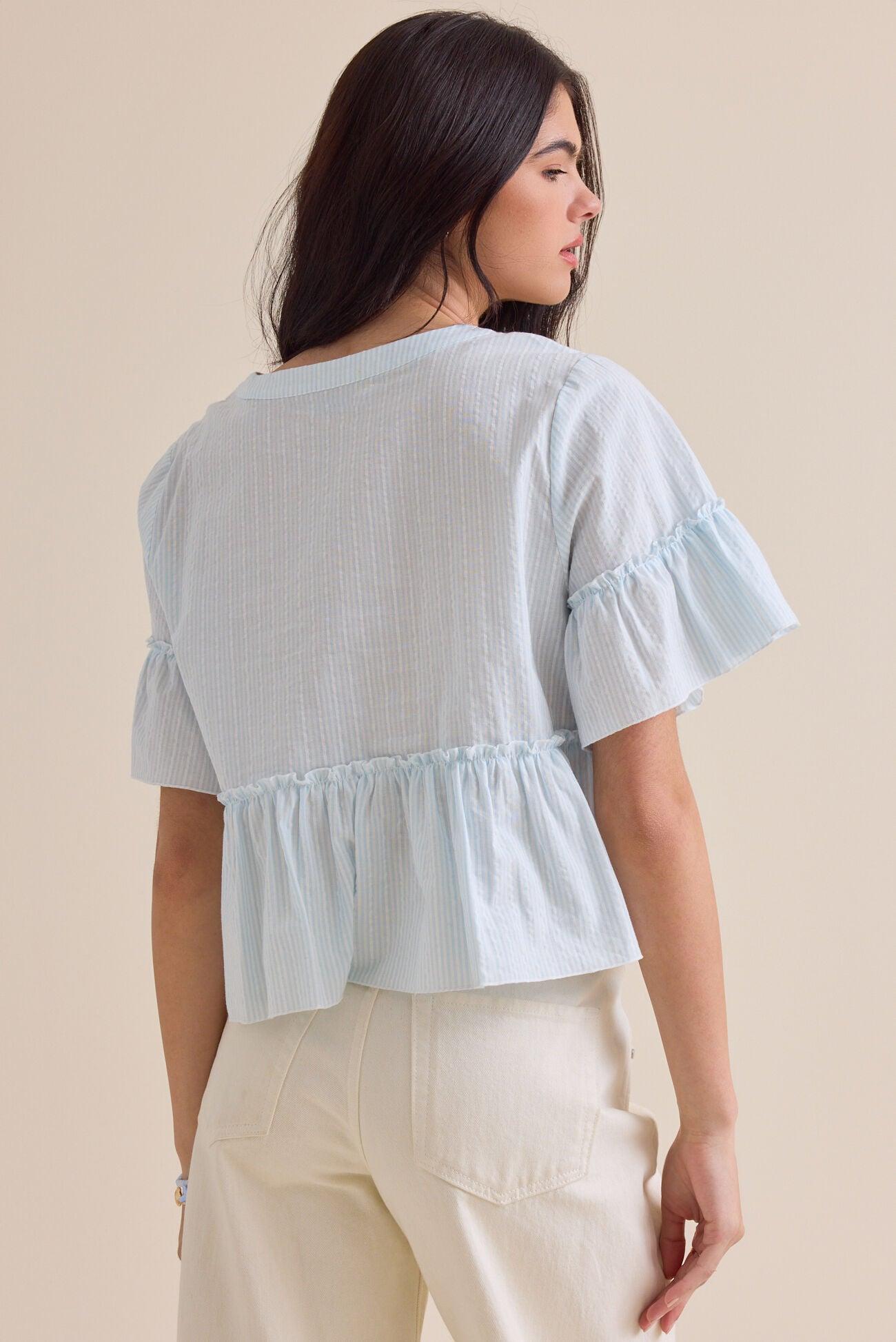 Calista Stripe Peplum Top Product Image