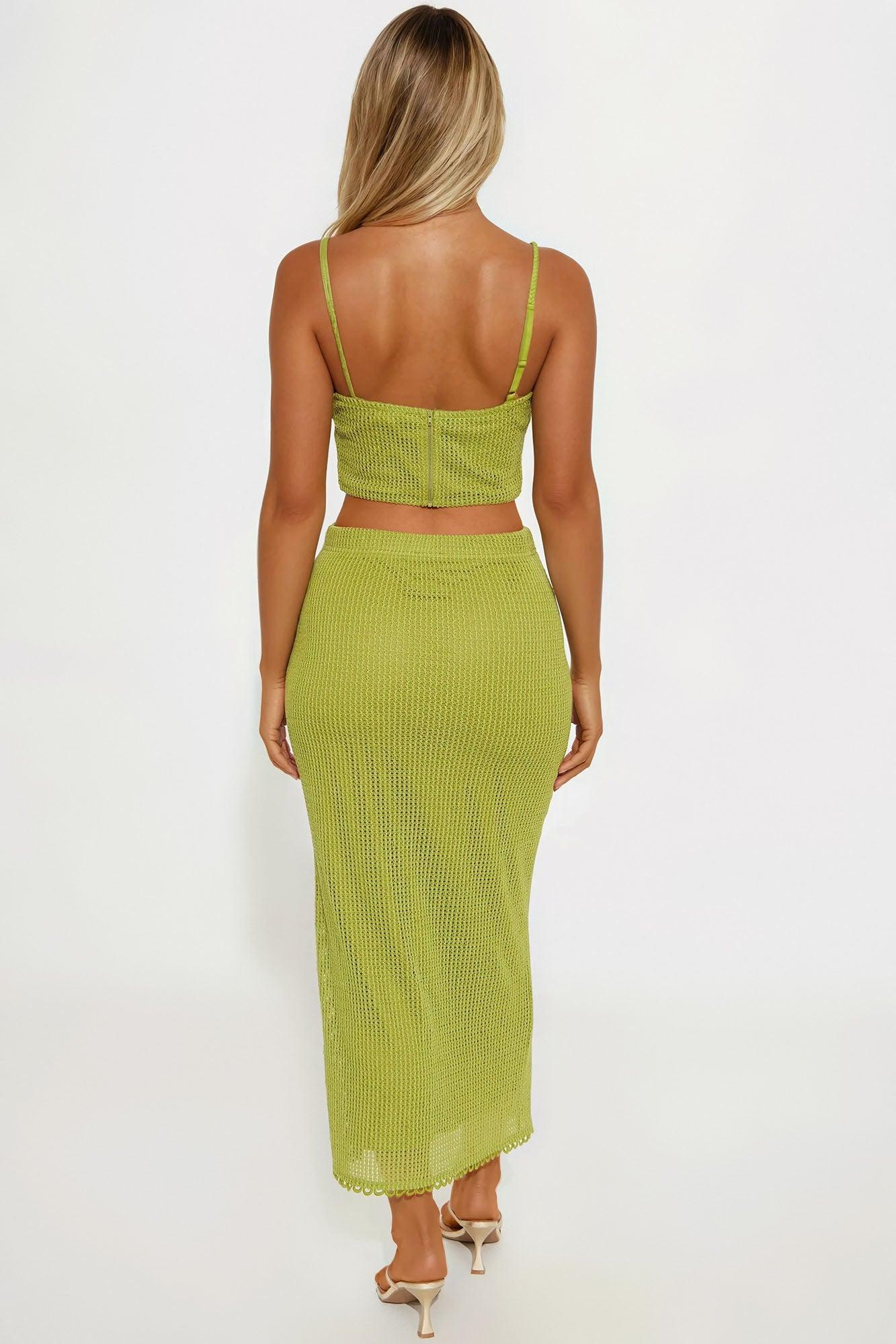 Juliet Crochet Maxi Skirt Set - Chartreuse Female Product Image