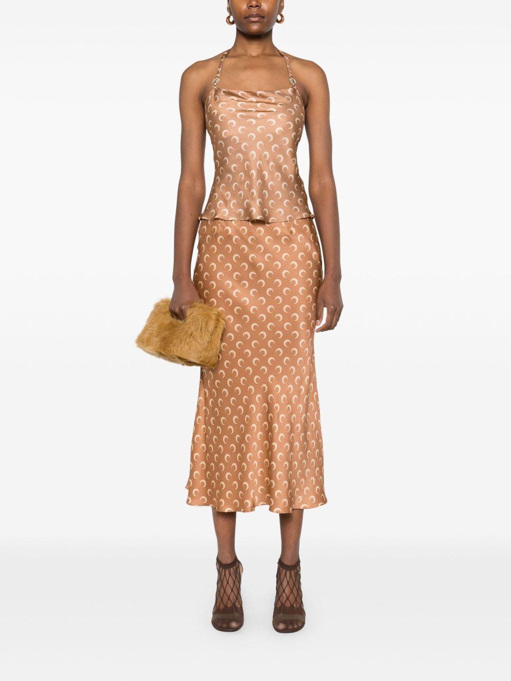 crescent moon-print satin top Product Image