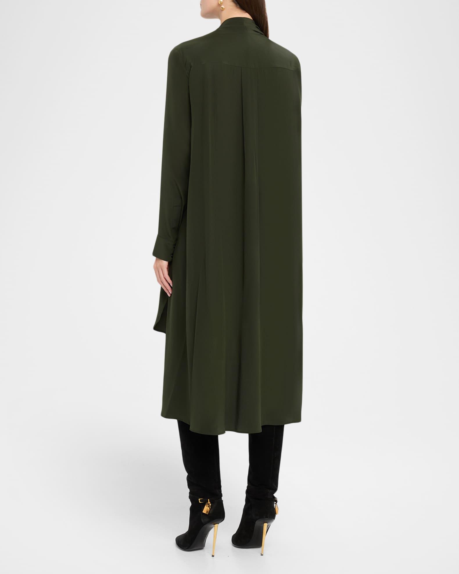 Scarf-Neck Hi-Low Silk Georgette Dress Product Image