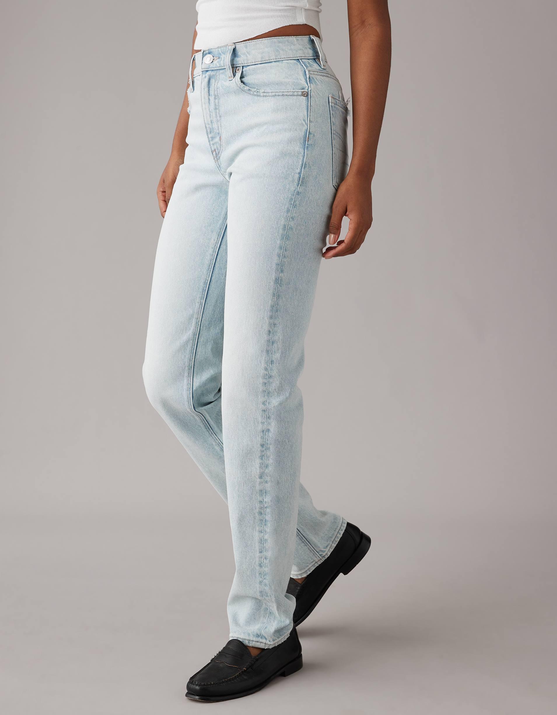 AE Stretch Super High-Waisted Straight Jean Product Image