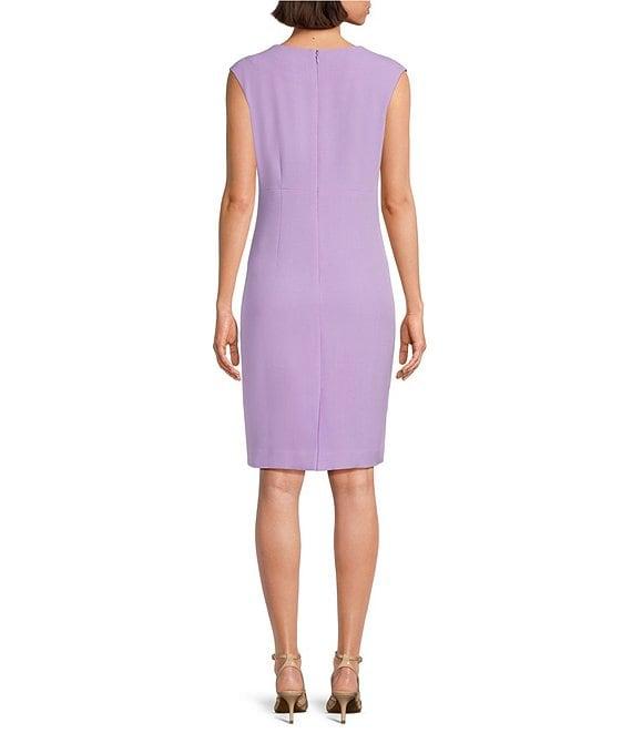 Kasper Split V-Neck Sleeveless Knit Sheath Dress Product Image