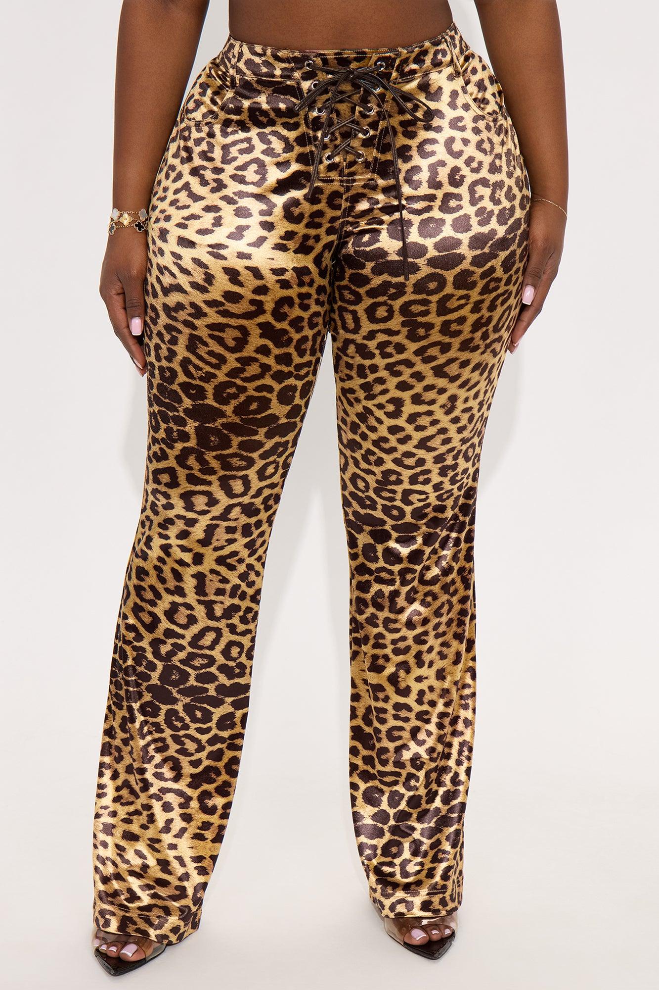 In Your Dreams Satin Leopard Flare Pant - Leopard Female Product Image