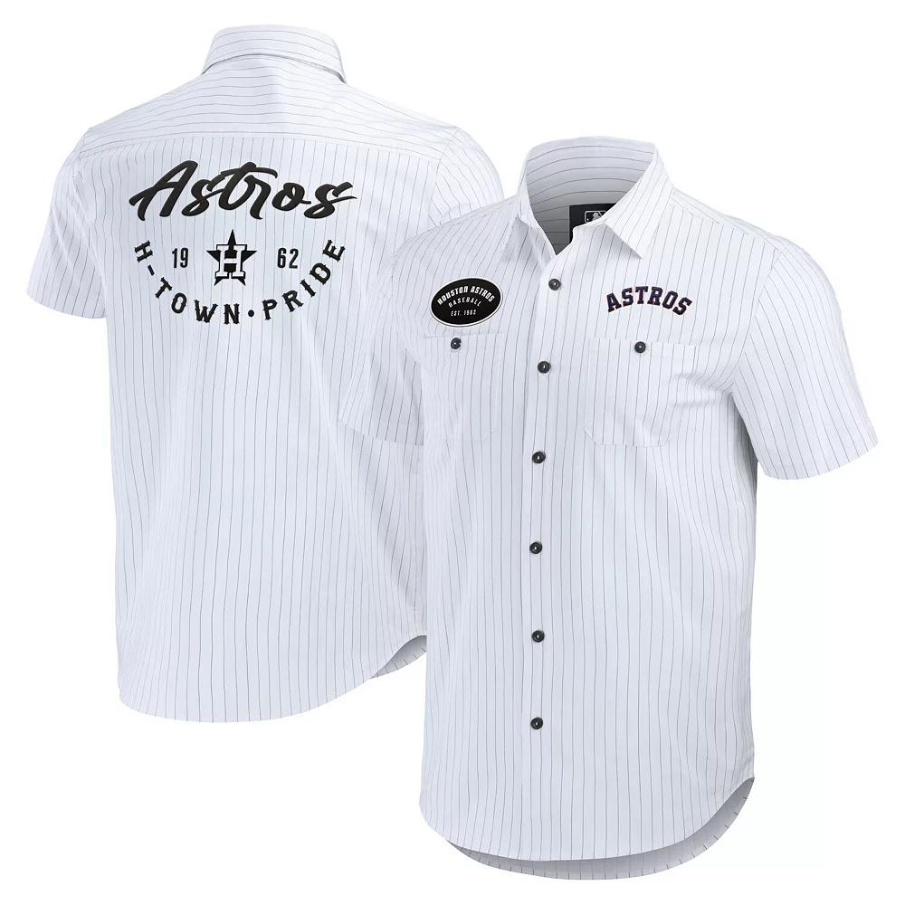 Men's Darius Rucker Collection by Fanatics White Houston Astros Pin Stripe Short Sleeve Button-Up Shirt, Size: Small Product Image