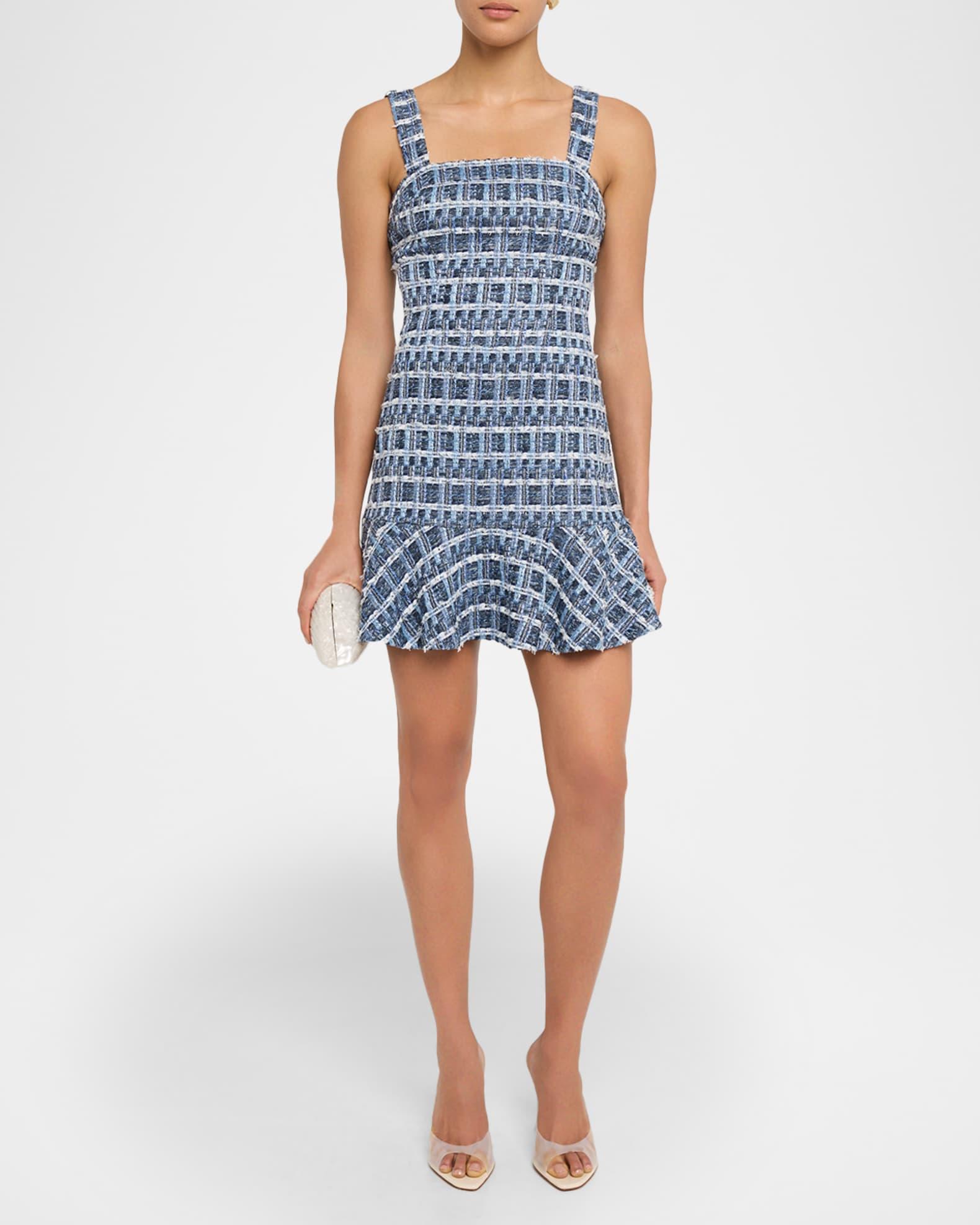 Kaidra Textured Denim Tweed Drop-Waist Mini Dress Product Image