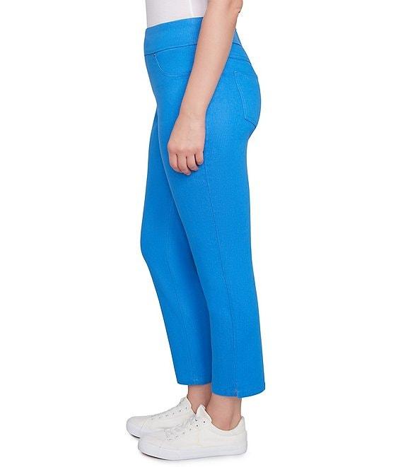 Ruby Rd. Stretch Colored Denim Straight Leg Side Vented Hem Faux Front Pocket Ankle Pants Product Image