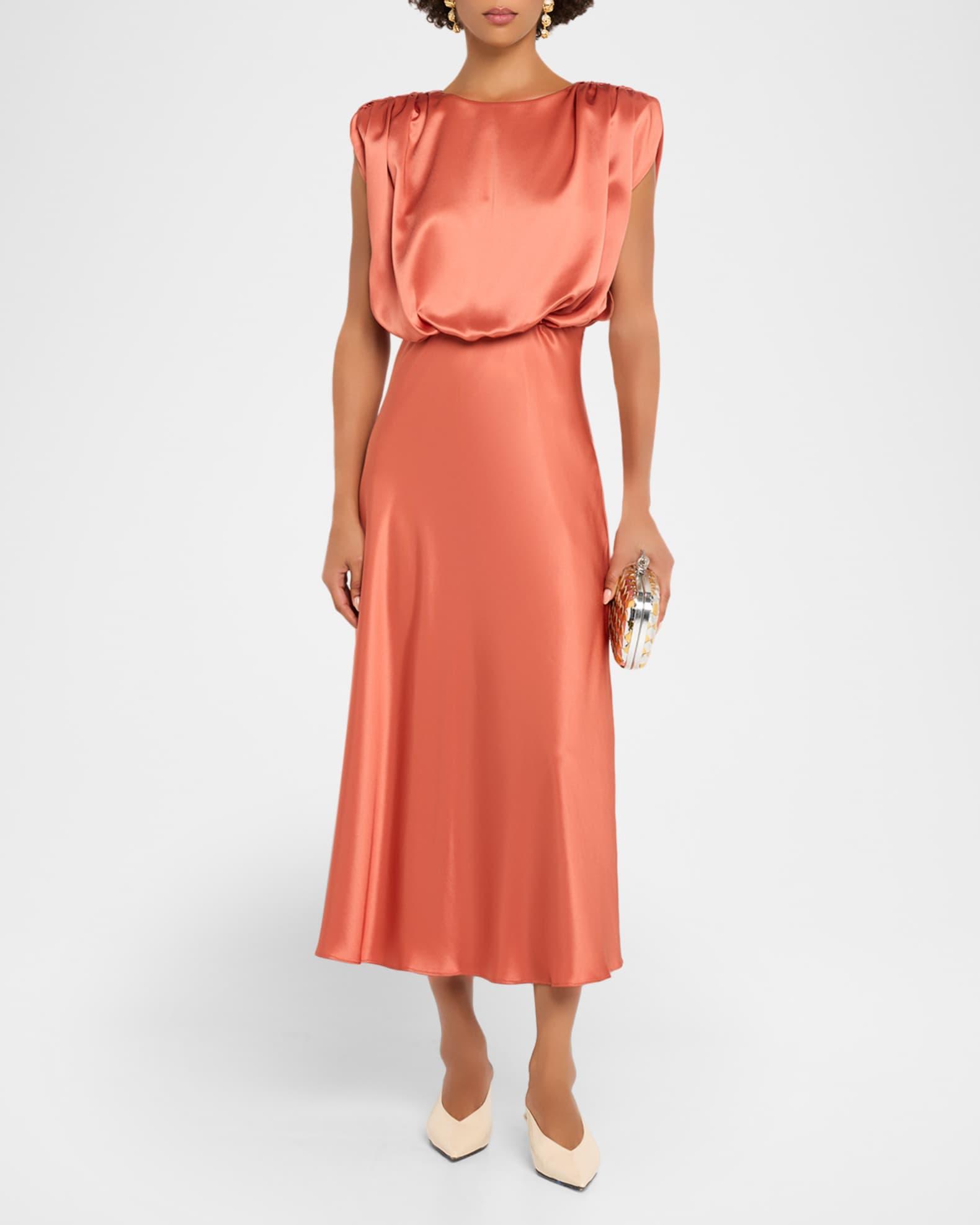 Flora Sleeveless Silky Satin Blouson Dress  Product Image