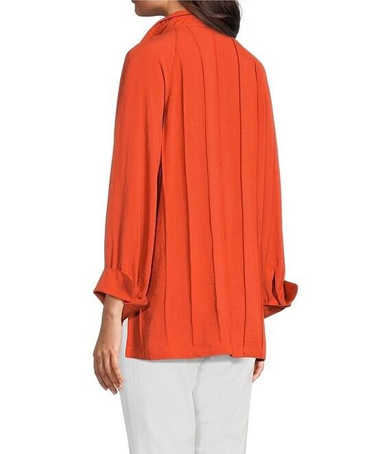 John Mark Wire Collar Split V-Neck 3/4 Sleeve Pintuck Detail Top Product Image