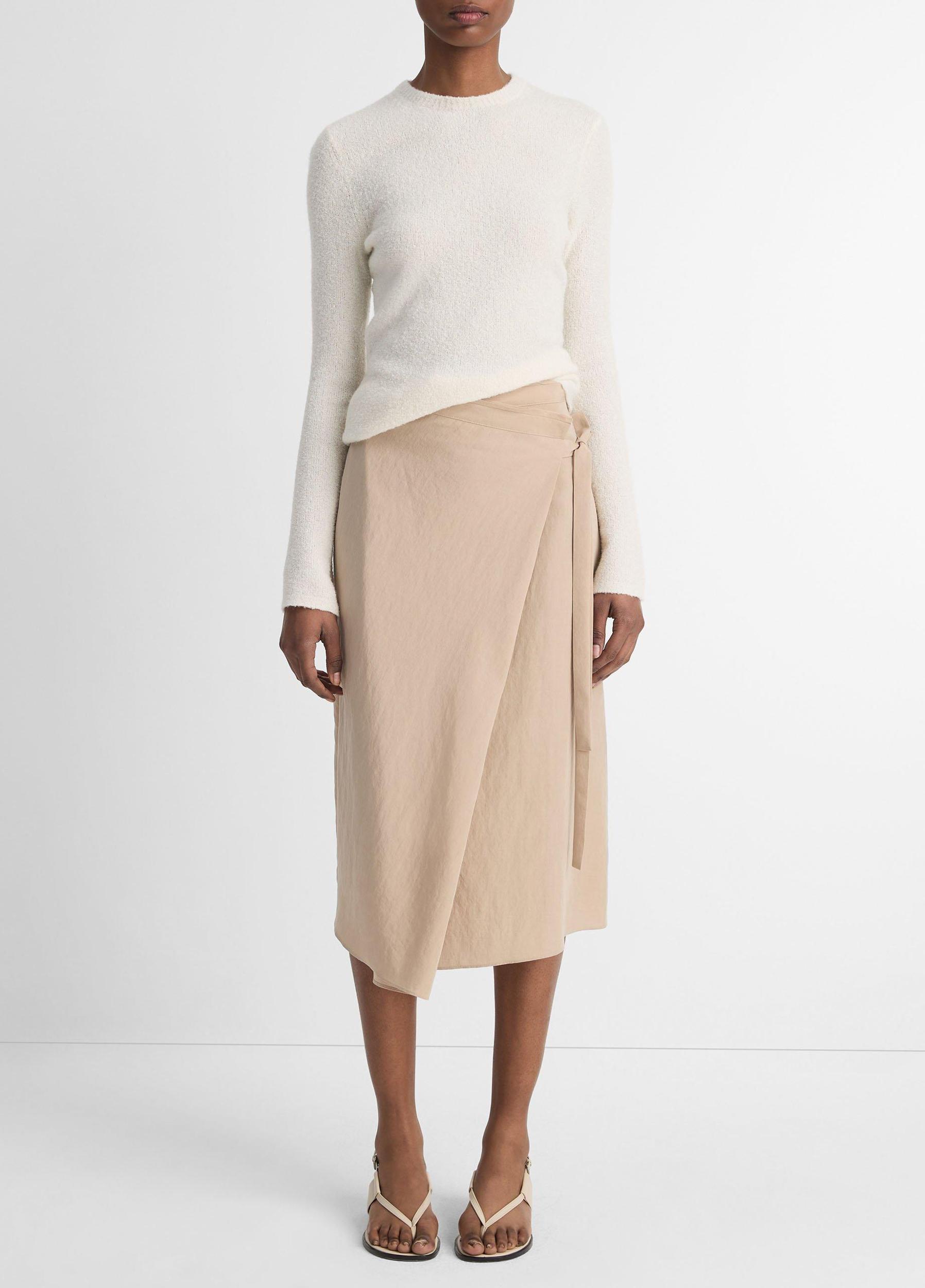 Soft Bouclé Silk-Blend Crew Neck Sweater Product Image