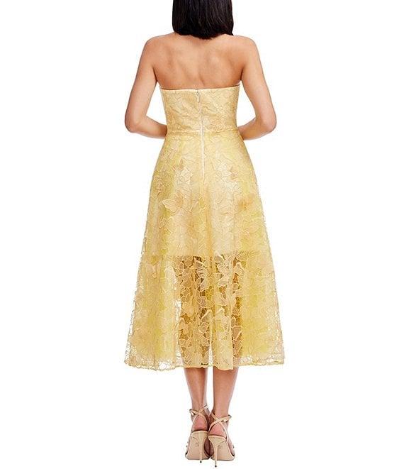 Dress the Population Kailyn 3D Floral Strapless Bustier A-Line Midi Dress Product Image