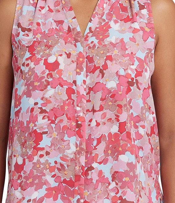 NYDJ Woven Sleeveless Inverted Pleat Mandarin Collar Pintuck Blouse Product Image