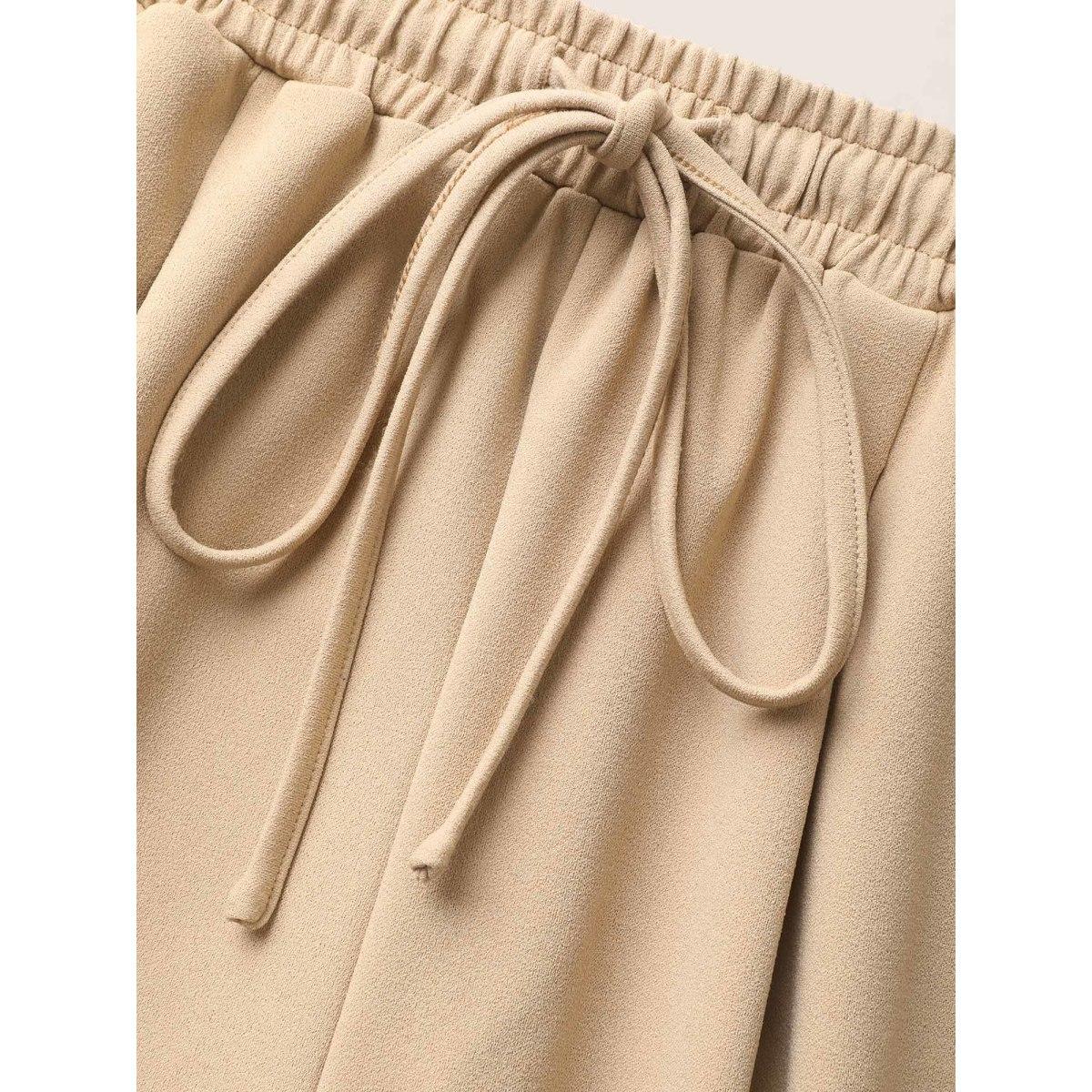 Plus Size Solid Drawstring Elastic Waist Pencil Pants Women Champagne Work From Home Mid Rise Work Pants BloomChic 18-20/2X Product Image