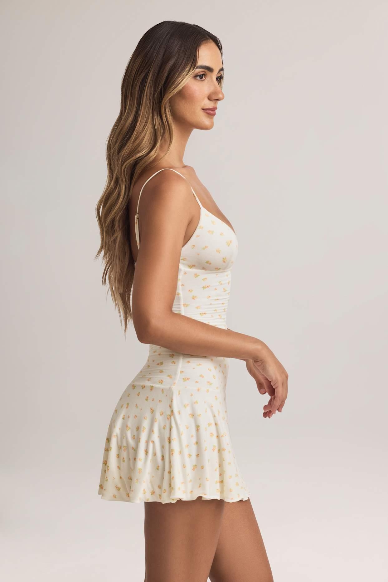 Modal Ruched A-Line Mini Dress in Floral Print Product Image