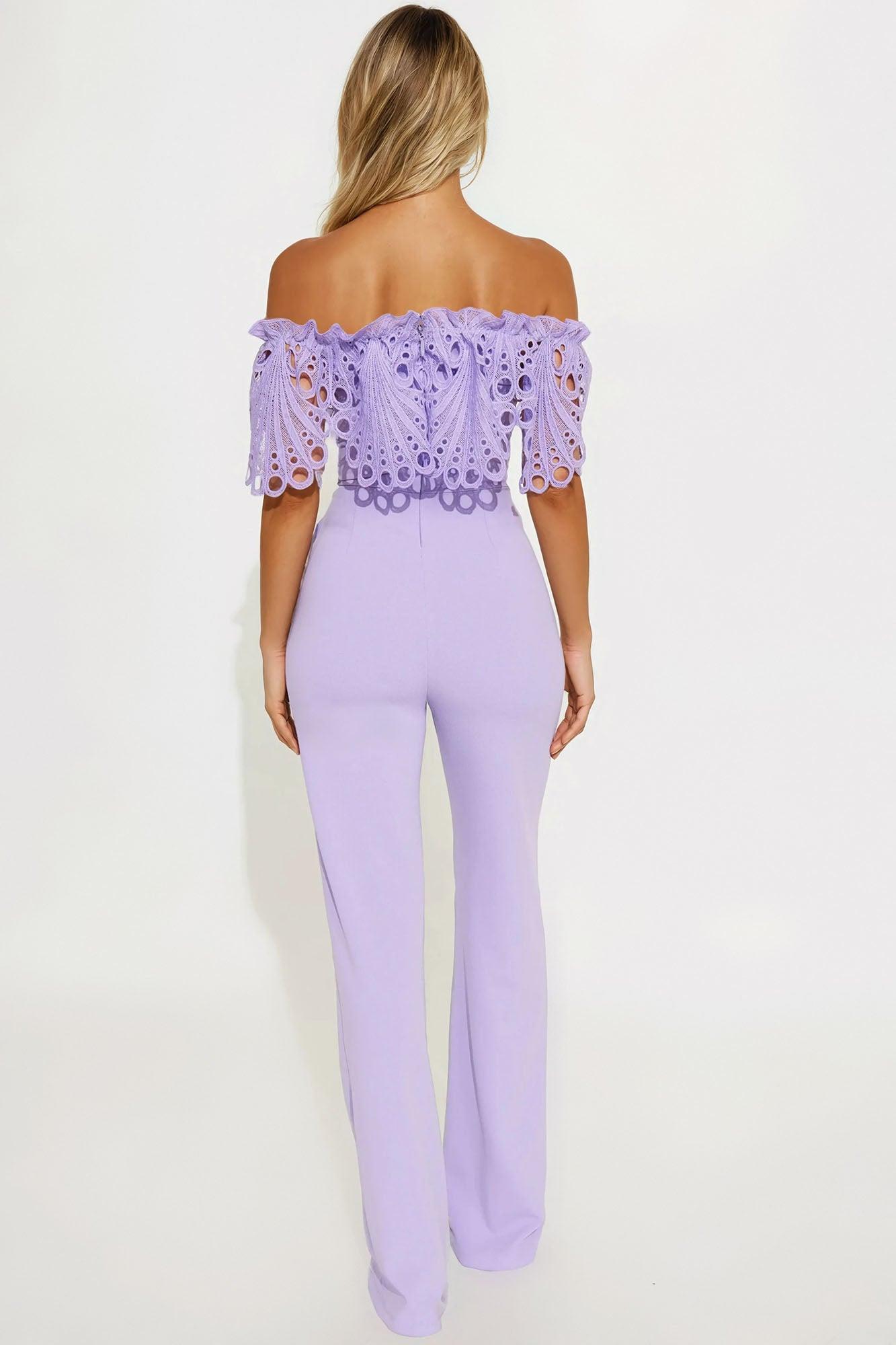 Nidia Crepe Wide Leg Jumpsuit - Lavender Product Image