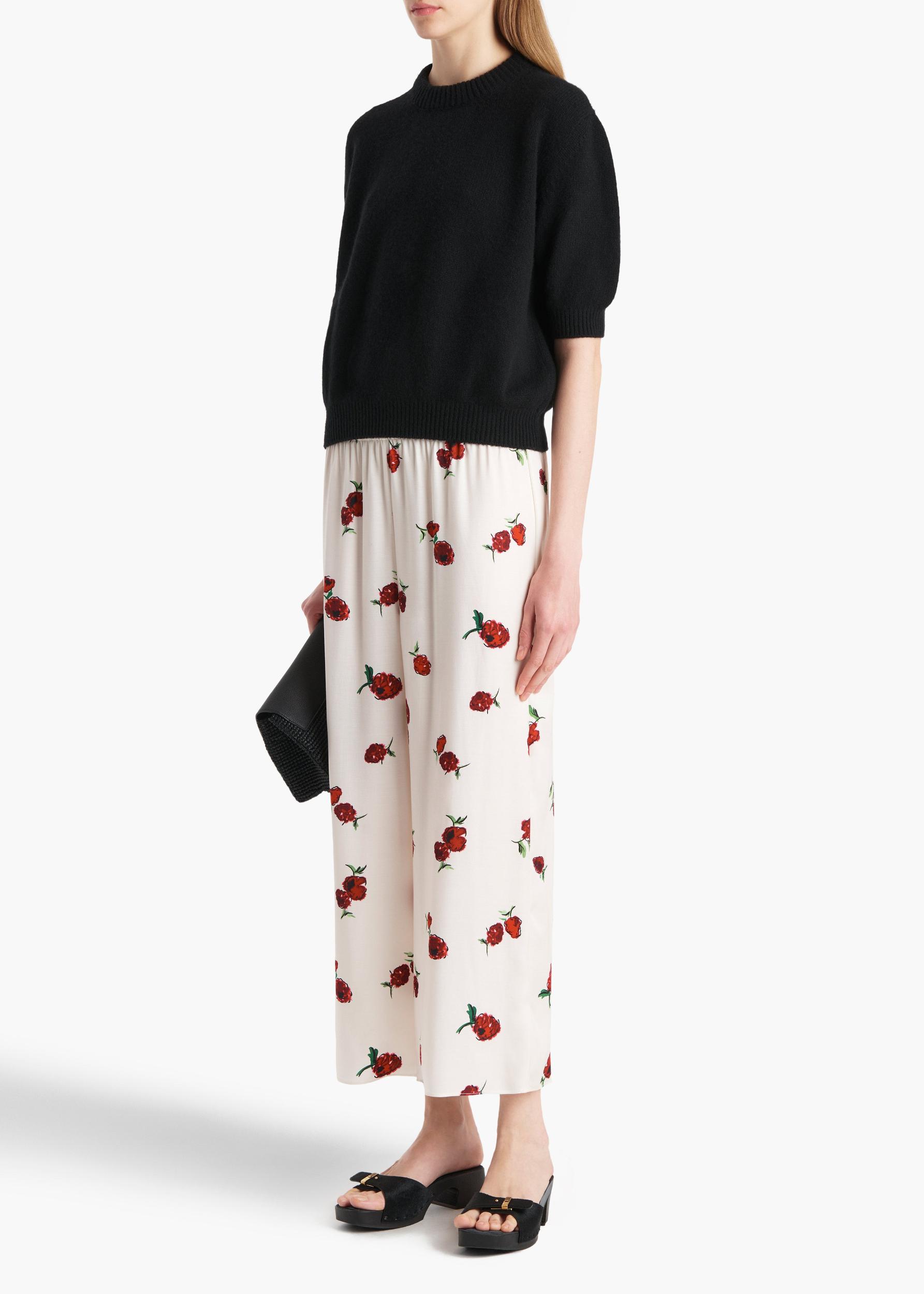 Mindy Pant in Cream with Raspberry Print Product Image