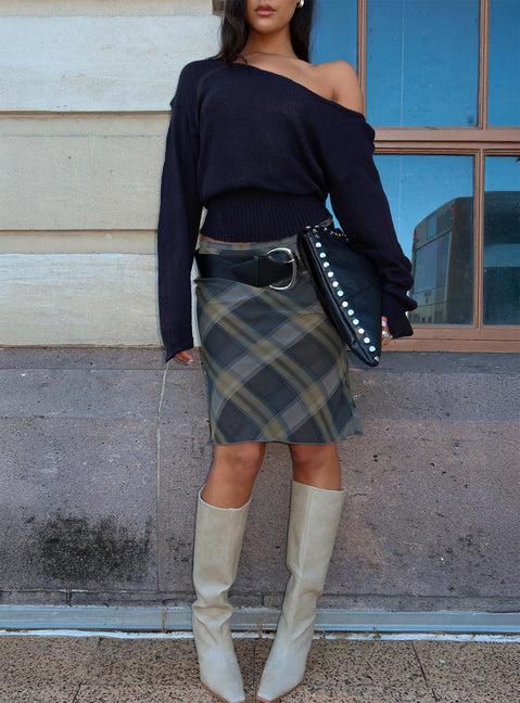 Shoreline Midi Skirt Blue Check Product Image