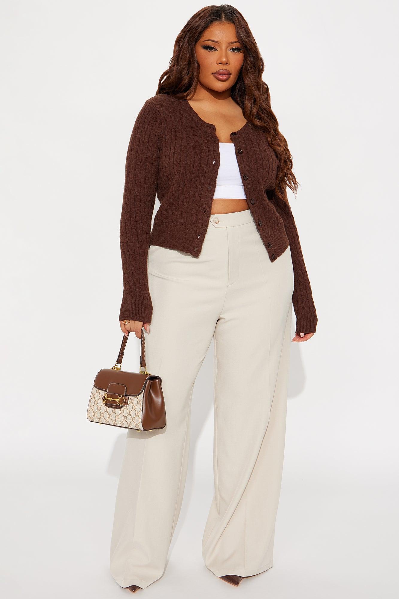 Elowen Cable Knit Cardigan - Chocolate Female Product Image
