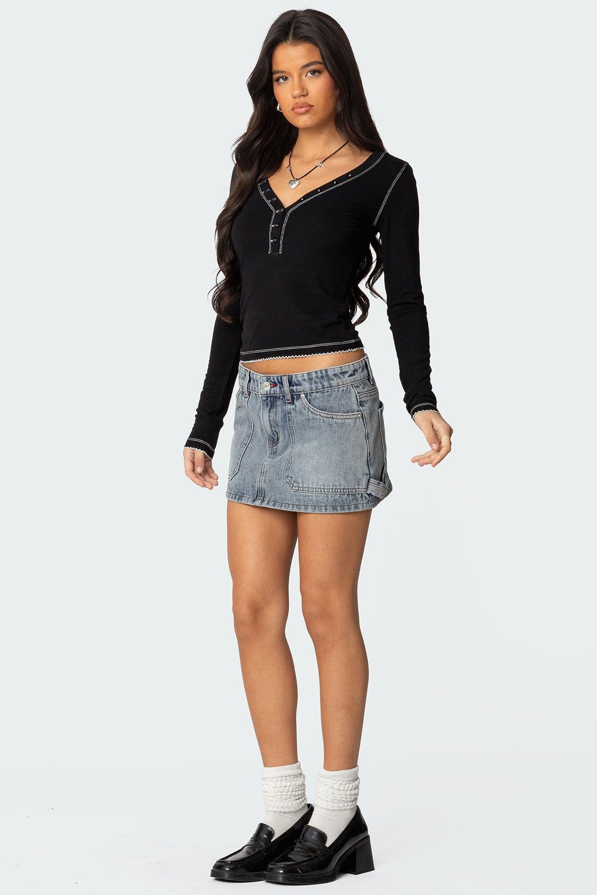 Gigi Carpenter Denim Mini Skirt Product Image