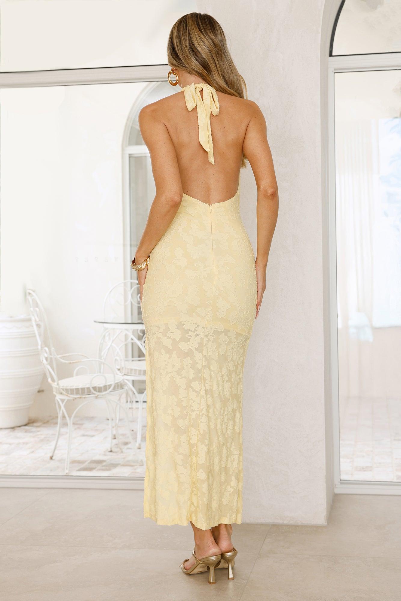 Coconut Sips Halter Maxi Dress Yellow Product Image
