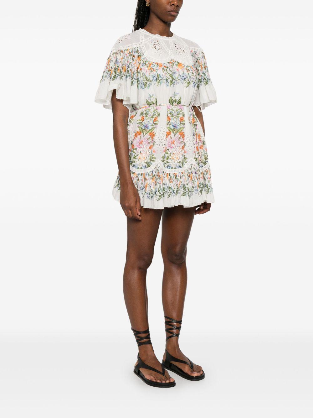 FARM RIO Sweet Bloom Cotton Eyelet Shift Dress In Off-white Product Image