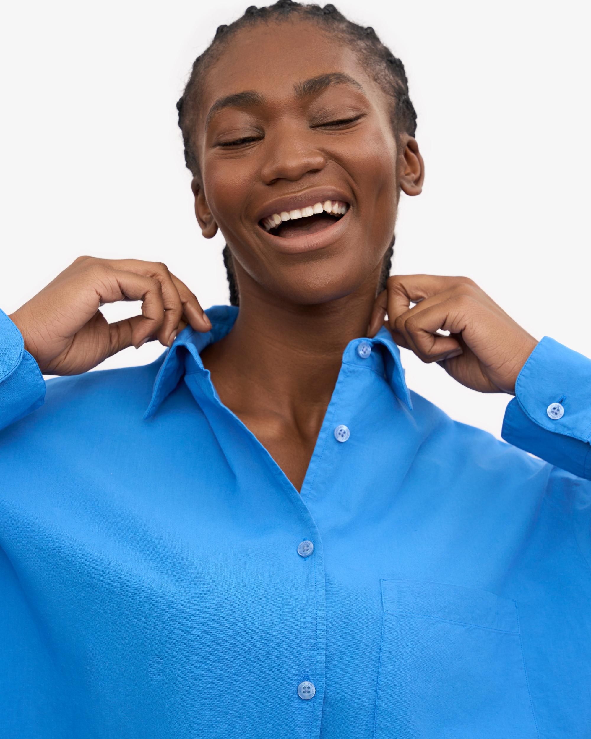 Organic Oversized Shirt - Navy Blue Product Image