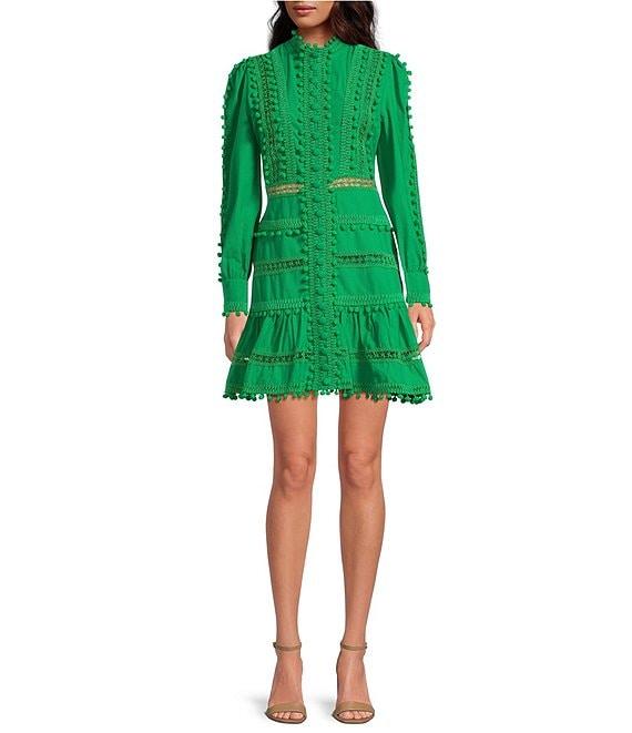 Layered With Love Carla Woven Mock Neck Long Sleeves Ruffle Tiered Hem Fit & Flare Mini Dress Product Image