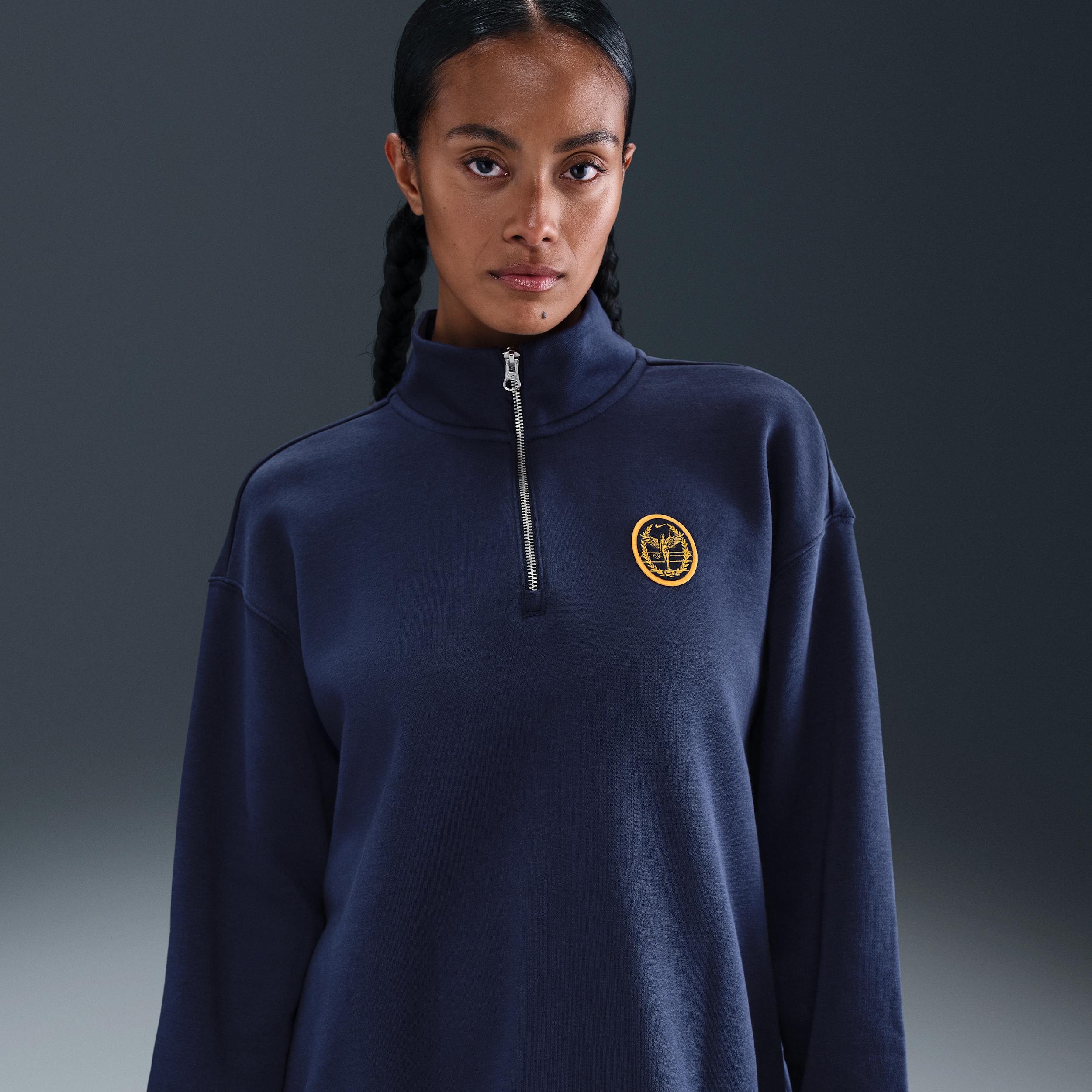 Womens Nike Sportswear Phoenix Fleece Oversized 1/4-Zip Long Sweatshirt | IH7804-410 Product Image