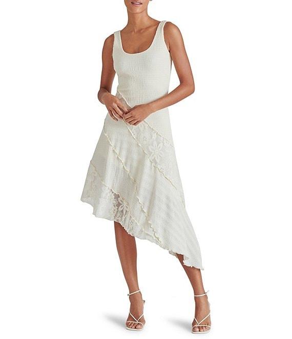Steve Madden Vance Scoop Neck Sleeveless Lace Asymmetrical Midi Dress Product Image
