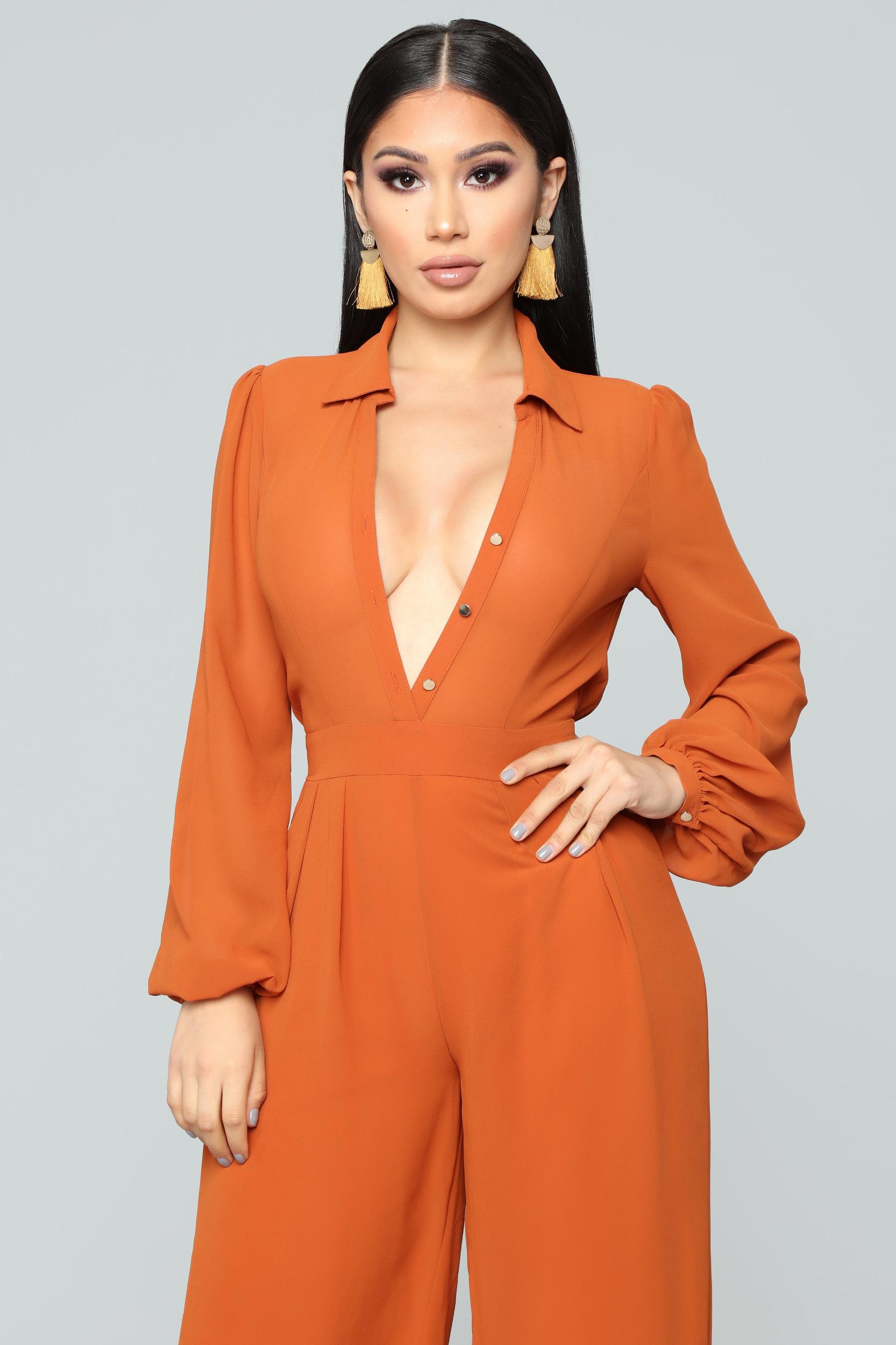 Like Me Better Jumpsuit - Cognac Product Image