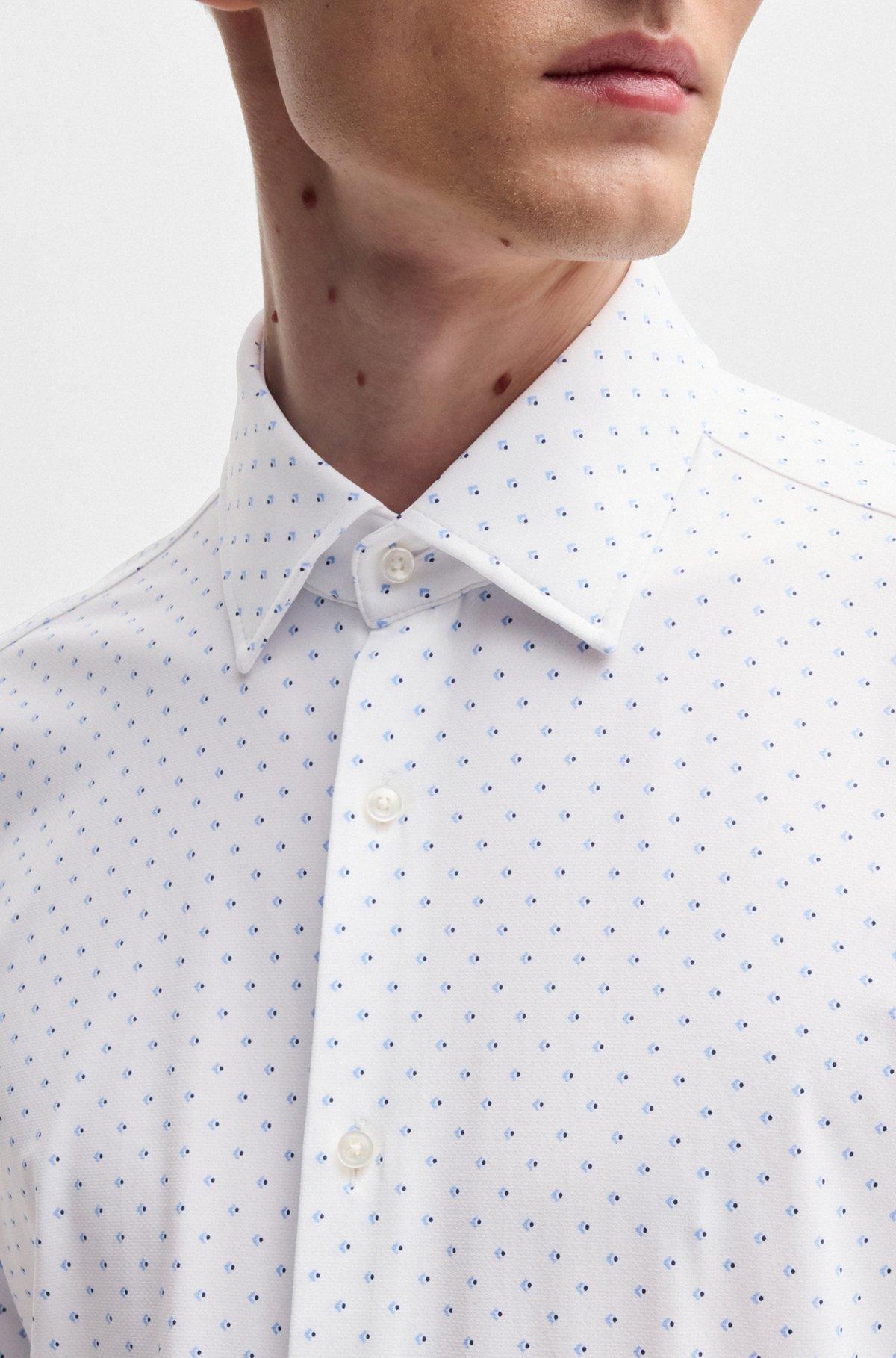 Slim-fit shirt in geometric-print performance-stretch fabric Product Image