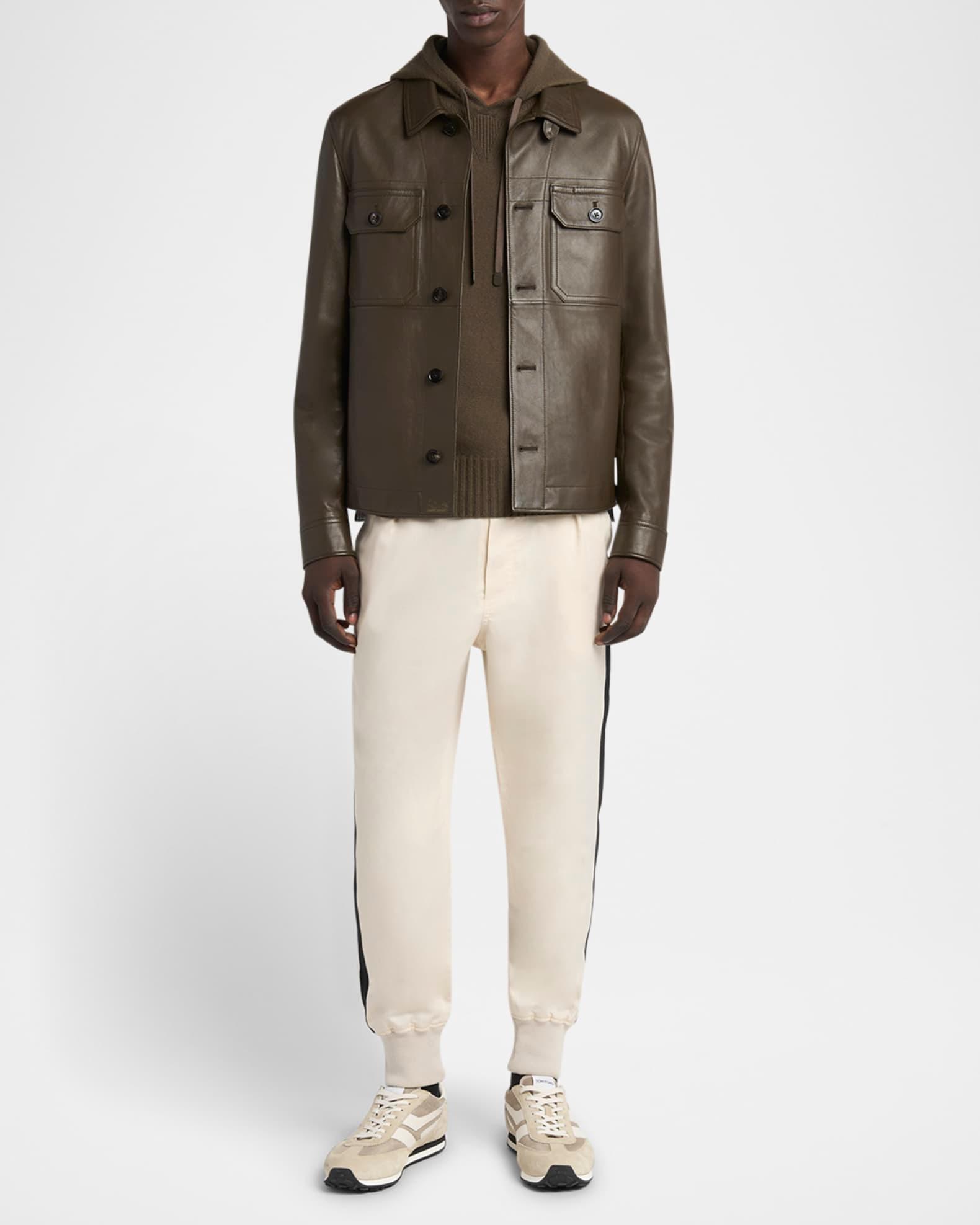 Men's Smooth Leather Double Pocket Overshirt Product Image