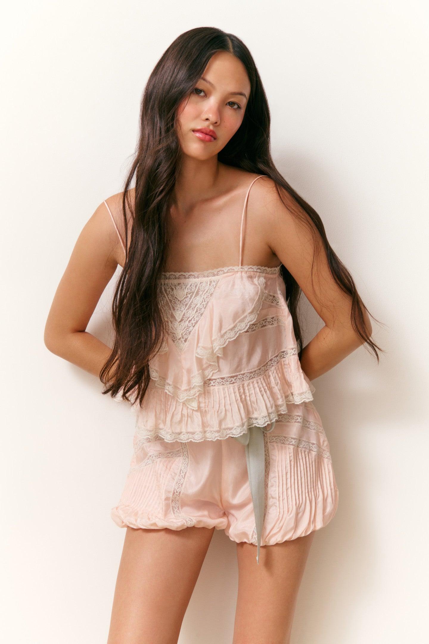 Ondeline Silk Lace Ruffle Cami Product Image